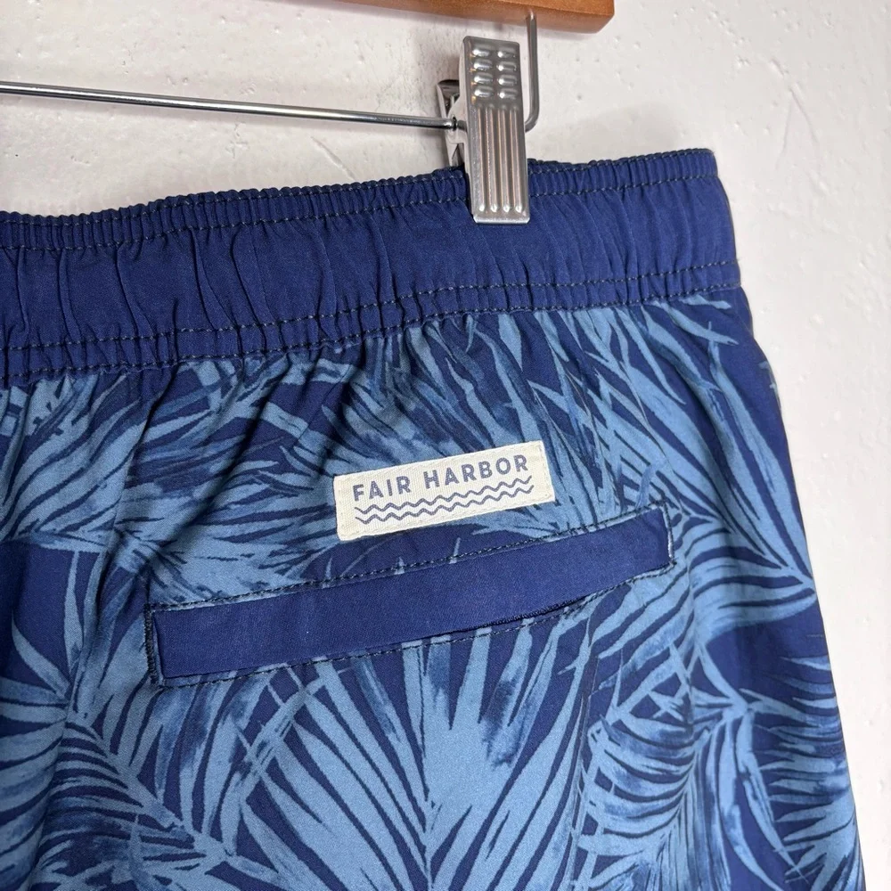 Fair Harbor Blue Palm Print Lined Swim Trunks Size 3X EUC